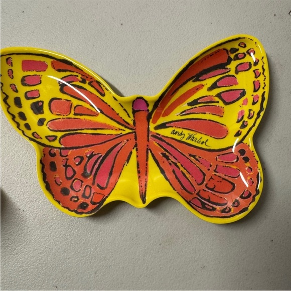 🦋 Andy Warhol Butterfly Dish – Vibrant Pop Art Tray 💛🧡 - Picture 1 of 1